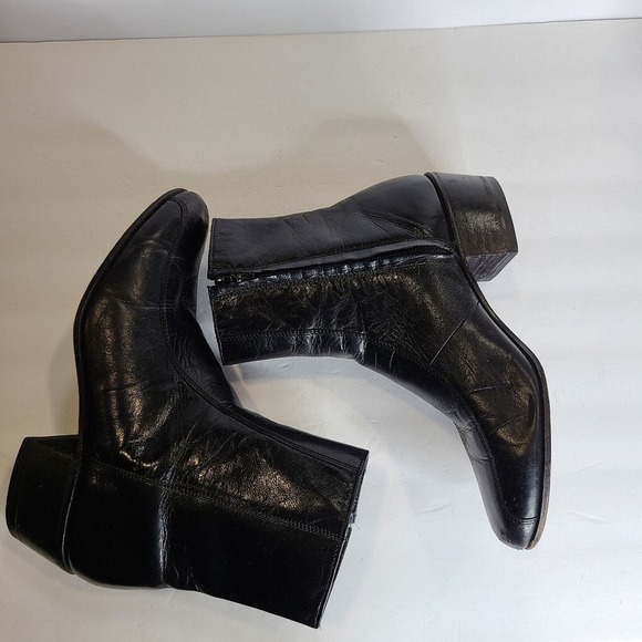 VTG Florsheim Black Leather Duke Boots Round Toe Men's 8.5 E Extra Wide Width - Picture 8 of 11